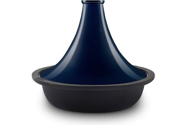 La Fonderie 1890 Tajine Induction Tous Feux en Fonte émaillée TINGHIR, Bol en Fonte, Couvercle en céramique, Tajines et Couscous, Capacité 2,5 L, Bleu