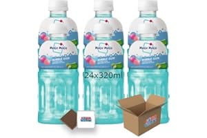 Mogu Mogu Flavored Drinks 24x320ml, BUBBLE GUM - Nata De Coco Juice - Refreshing Taste - Fun Drinking During Hot Summers Or Take Them On Trips & Picnics Boxed Treatz