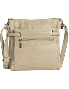 BHBS Mittelgroße Damen Schultertasche mit Mehreren Taschen Umhängetasche 27x27x4 cm (BxHxT)
