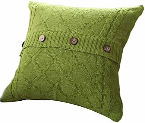 18 x 18 Cushion Cover,Moonuy,18 x 18 Cushion Cover Green,45cm*45cm Pillow Case Knitting Button Throw Pillow Cases Cafe Sofa Cushion Cover Home Decor (Green)