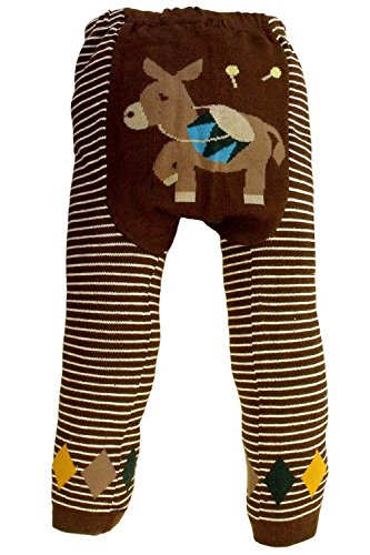Baby and Toddler Wooly leggings by Dotty Fish boys Brown Little Donkey Design (95cm/24-36mths)