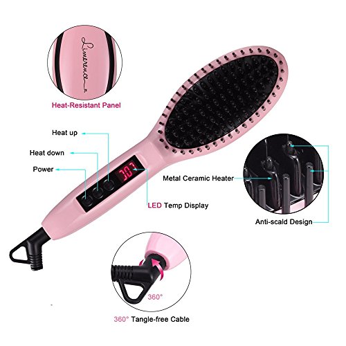 Limerence Haarglätter Bürste 2-in-1, einstellbare Temperatur, Auto-Lock, Verbrühschutz (Roségold) - 4
