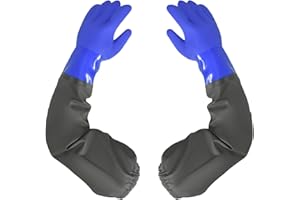 Qilerongrong Pond Gloves, Long Arm Waterproof Gloves,Long Rubber Gloves, Household Cleaning Gloves for Men and Women (Thicker Blue)