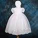 Dressy Daisy Baby Girls' Beaded Floral Embroideries Baptism Christening Gown Flower Girl Dress With Bonnet Infant Size 6-12 Months White