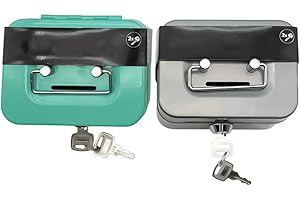 CuiCanfla - Hucha de metal segura, portátil, con cerradura, 2 unidades de caja de dinero de metal, caja de cierre de caja de seguridad, hucha para la colección de monedas en la venta diaria