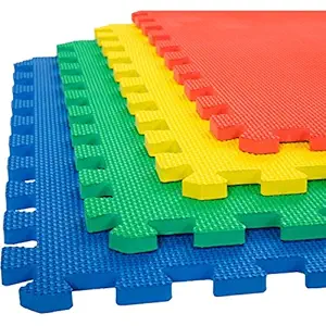 Her Home - Eva Kids Interlocking Multi Color Play Mat - 10 Mm Thickness - Set Of 4 Tiles - 60 Cm X 60 Cm Each Tile