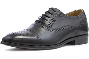 Thomas Crick Men's Hartwell Black Oxford Formal Leather Brogue Shoes