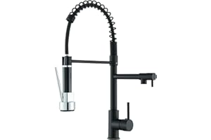 SAEUWTOWY Robinet de Cuisine Noir Mitigeur Cuisine Deux Jets Robinet Avec Douchette Flexible et Pivotante Robinetterie Rétractable évier Bec Haut Robinet D'Évier À Arc Élevé Rotatif À 360°