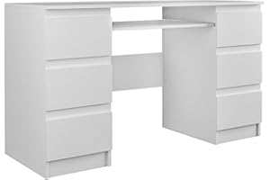 WhatSize Enterprise – Kuba – Large 6 Drawer Home Or Office Work Desk, Matt White