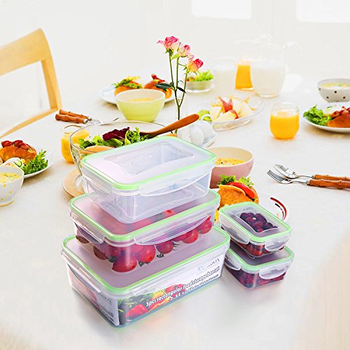 Homdox Frischhaltedosen Vorratsdosen Set Essen Box Brotdose Gefrierbehälter Eckig 5-teilig - 5