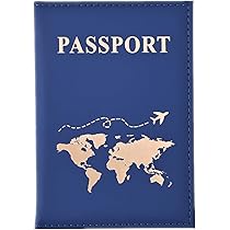 Protège Passeport "Luxe" En Cuir Bleu - Avec Porte Billet Avion - PM-033-01