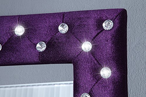 Großer Wandspiegel BOUTIQUE 170×60 lila Samt mit Strassknöpfen - 5