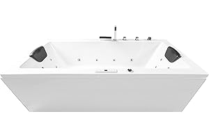 Basera® PREMIUM Indoor Whirlpool Badewanne Naxos mit 24 Massagedüsen, Heizung, Ozongenerator, Bodenansaugung, Wasserfall, LED-Ambiente, Touchpanel, Bluetooth, Radio