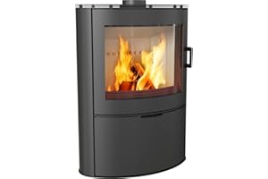 ‎KRATKI KRATKI Stahlofen AB-2 | 10 kW | RRØ 150 mm | Holzofen 105,2 x 76,1 x 46 cm | Stahlofen mit Verglasung | Erfüllt die Norme BImSchV Stufe 2, 15a B-VG | Kaminofen ideal für Jede Wohnung & Zuhause
