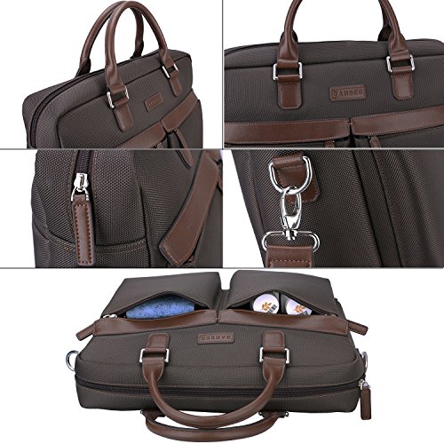 Banuce Herren wasserfester Laptop Schulter-Kurier-Beutelaus Oxford + Microfaser Leder - 5