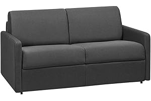 VENTE-UNIQUE Sofá Cama Italiano 2 plazas de Tela CALIFE - Gris - Cama 120 cm - Colchón 14 cm