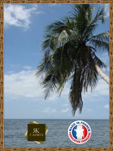 Wall-Mounted Flat Photo Frame, 2 cm Wide, Wooden Frame Golden / Green / Blue with Patina 20 X 30 CM Mélanger Or