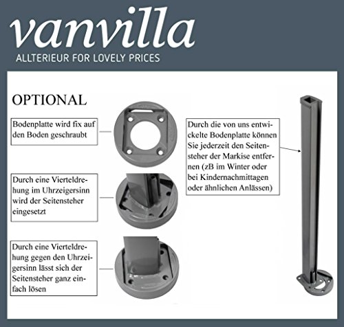 vanvilla Seitenmarkise Sichtschutz Sonnenschutz Windschutz Markise Seitenwand Anthrazit 120×300 cm - 5