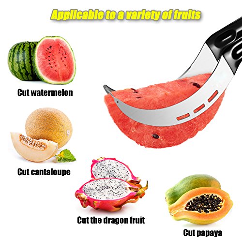 Airkoul Edelstahl Wassermelone Schneider & 2-in-1 Wassermelone Baller mit Frucht Carving Wassermelone Cutter Smart Kitchen Gadget Multifunktions-Utensilien - 4