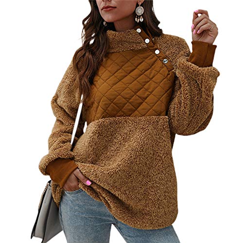 NMQLX Sweat Capuche Femme Pullover Femme Manches Longues Chaud Veste d¡¯Hiver Maillot Marron Taille-46