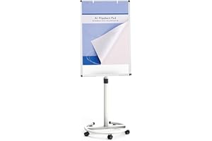 ‎VIZ-PRO VIZ-PRO ECO Magnetische Mobile Whiteboard, 90 x 60 cm, Staffelei Flipchart Ständer Rollendes Trockenlöschbrett mit Papierblöcken