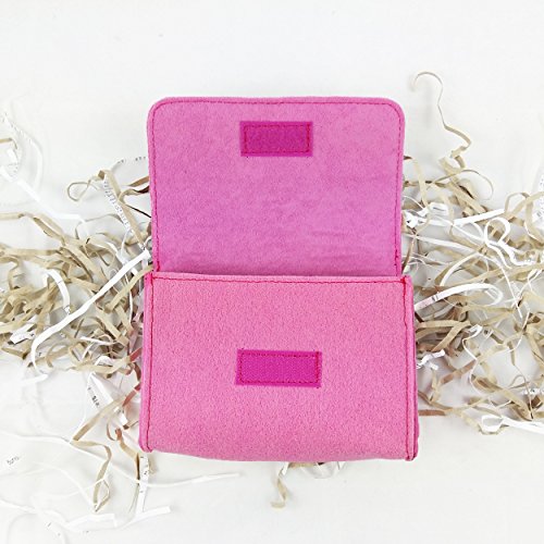 Täschchen Mini Hülle Tasche aus Filz für Zubehör und Accessoires (Netzteil, PC Maus, E-Zigarette, Kosmetik) Pink - 5