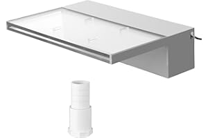 Happybuy Aliviadero para Fuente de Piscina de 11,8 x 3,2 x 8,1 pulgadas, Aliviadero de Fuente de Acrílico Sólido con Tira Azul de Luz LED, Fuente de Cascada para Estanque de Jardín, Piscina, Cuadrados