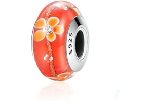 YASHUO Murano Glass Bead Sterling Silver Core Charms For Pandora Charm Bracelets