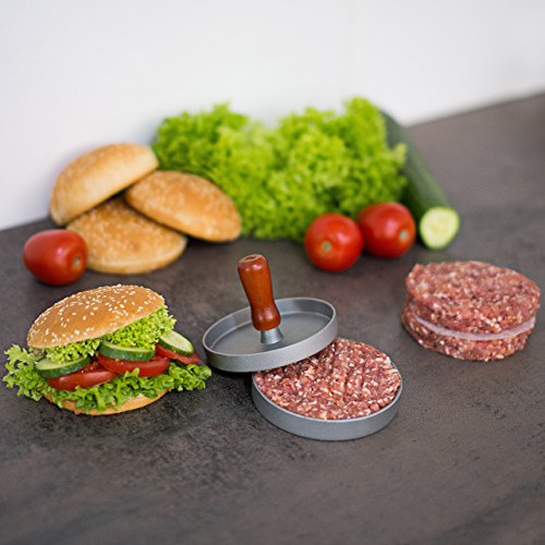 Relaxdays Burgerpresse, Aluminium, Antihaftbeschichtung, Home Grill, 11,5 cm, H x B x T: ca. 8 x 12 x 12 cm, grau - 2