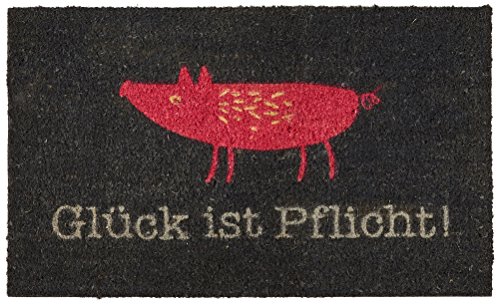 Preisvergleich Produktbild Glück ist Pflicht, Fussmatte, grau / pink