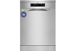 AEG FFB74917ZM Lavavajillas de 60 cm, 14 Cubiertos, Sistema AirDry, Display XL, Con 3ª Bandeja para Cubiertos MaxiFlex, Función Extrahigiene, Softspikes, 44 dB(A), Inox, Clase C, Fabricado en UE