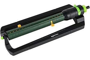 Amazon Basics Oscillating Water Sprinkler with 2-Way Adjustment and 1.9 cm Tool Adapter, Black, 49.7 x 17 x 8cm