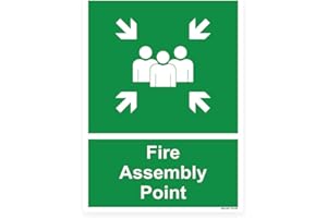 RDLCAR Fire Assembly Point Sign 1mm Rigid Plastic Pack of 1 Durable Assembly Point Sign Weatherproof Fire Safety Signs 300mm x 400mm Outdoor Safety Compliance
