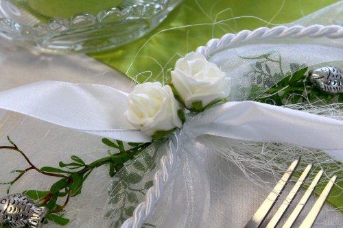 Tischdeko Ehrenplatz Kommunion Konfirmation Weiß Grün - 4