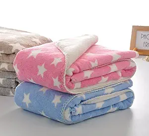 MY NEWBORN Baby Blanket Wrappers Sheet for Boys and Girls-Set of 2 Pcs. (Star Pink-Sky)