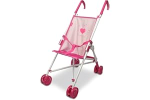 Anivia Puppen Puppenwagen,Faltbarer Kinderwagen Spielzeug Mädchen Geschenk Puppenbuggy ab 2，3,4,Jahre 58 x 39 x 27 cm geeignete Puppen bis 18 Zoll - Rosa