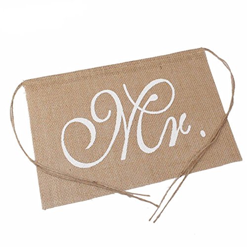 Hrph New Mr. & Mrs. Burlap Stuhl Banner Set Stuhl Zeichen Garland Rustikale Hochzeit Dekoration - 5