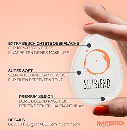 SILIBLEND © DER ORIGINAL PREMIUM SILIKON BLENDER VON IMPERIO | Perfekt zum Auftragen von Make Up & Foundation | 100% Silikon – Super hygienischer Silikon Sponge | Make Up Silikon Blender | Make up Schwamm Silikon - 2