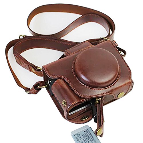 First2savvv Premium Qualität dunkelbraun Ganzkörper- präzise Passform PU-Leder Kameratasche Fall Tasche Cover für Canon PowerShot G5 X mit SD-Kartenleser -XJD-G5X-HH10G10 - 2