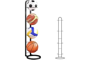 EAPMGQR 4 Livelli Rastrelliera per Palloni, Rastrelliera da Basket Verticale, Rastrelliera per Palloni Verticale, Scaffale di Stoccaggio della Palla Rimovibile, Scaffale Stoccaggio Attrezzature