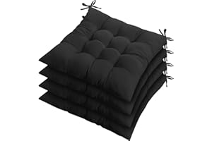 ZZZMRH Chair Cushions Pack of 2 Seat Pads for Dining Chairs, Garden Chair Cushions Tie On_9 Stitch_Black Indoor/Outdoor Seat Cushions Comfortable Chair Pads for Kitchen Seat Pads 9 stitch cushions