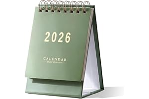 NOPKESV 1 Pièce Mini Calendrier de Bureau, Petit Mensuel de Juillet 2025 à Décembre 2026, Planificateur Annuel Académique pour la Maison Bureau, Scolaire 2025 2026 (Mini) (Vert)
