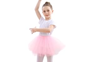 DGSHIRLDJO Jupe Tutu pour Filles, Jupe en Tulle à 5 Couches pour Filles de 3 à 8 Ans, pour Les Anniversaires, Les Tenues de Tous Les Jours et Les Costumes d'halloween (Rose)