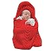 Poplover Baby Wrap Swaddle Blanket Colorful Knit Button Sleeping Bag for 0-12 Month Baby Red