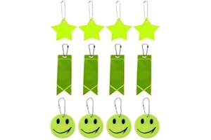 AHMistool Ciondolo Riflettore Di Sicurezza,12 Pezzi Riflettore Bambini Ciondoli,per Borsa Scuola Abbigliamento Zaino Ciclismo Camminare