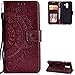 Produktbild FNBK Samsung Galaxy A6 Plus 2018 Handyhülle Braun Schutzhülle Totem Blumen Tasche Hülle Leder Flip Case Slim Handytasche Wallet Case Stand Kartenfächern Magnetverschluss Ledertasche