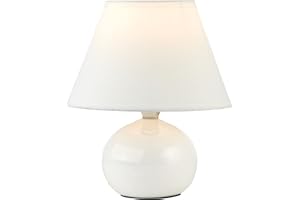 BRILLIANT Primo Tischleuchte – stilvolle Tischlampe mit Stoffschirm – kleine Tischleuchte für Nachttisch, Schlafzimmer & Wohnzimmer – E14-Fassung und Schalter – weiß