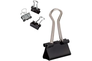D.RECT Set da 144 Clip Pieghevoli in Metallo – Clip Ferma Carta 19 mm – Fermagli Neri Multiuso per Documenti, Carta e Appunti – Per Ufficio, Casa e Scuola