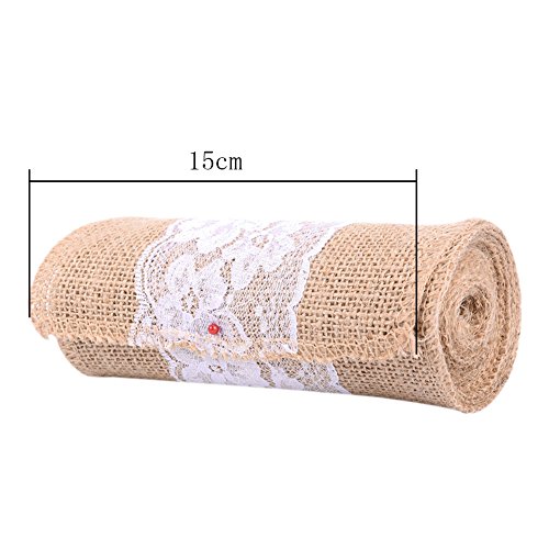Stuhldekoration Jute Band Stuhl Schärpe mit Spitze für Hochzeit LianLe - 7