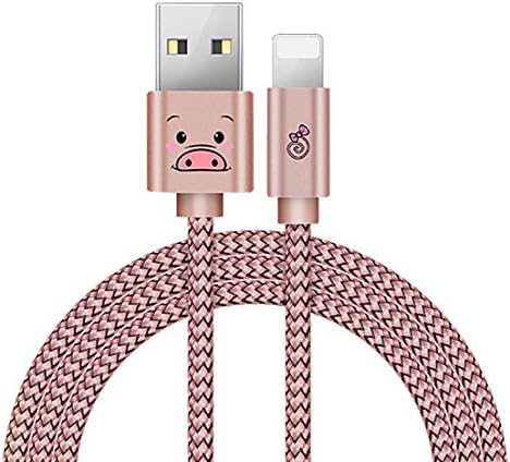 RSPrime Iphone Data Line Wire Nylon Braid USB Cable Lightning High Speed Sync iPhone Micro USB Charger Extension Mobile Phone Cable Cord for IOS 8/9/10,iPhone 6/6Plus iPhone 6s/6sPlus iPhone 5/5s/5c/iPhone SE/ iPad / iPod,Cute Cartoon Style (Pig Style)